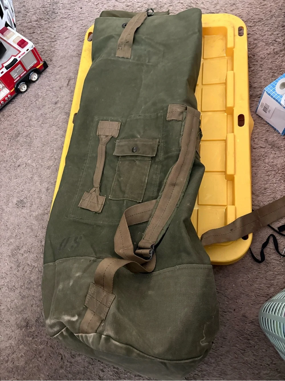 Army canvas barrack laundry duffle bag
